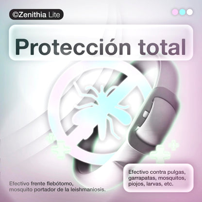 Zenithia Collar Repelente de Insectos, Antipulgas Perros, Garrapatas y Mosquitos, Collar Antiparasitario Perros-12 Meses Protección-65cm-Ajustable-100% Vegetal-Impermeable- 1 Und